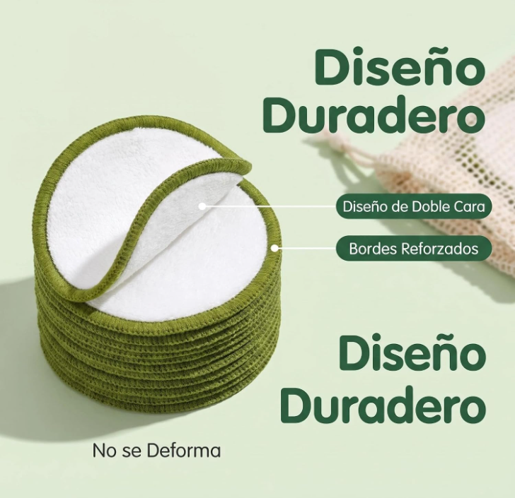 Almohadilla Desmaquillante Reutilizable de Bambú y Algodón Orgánico