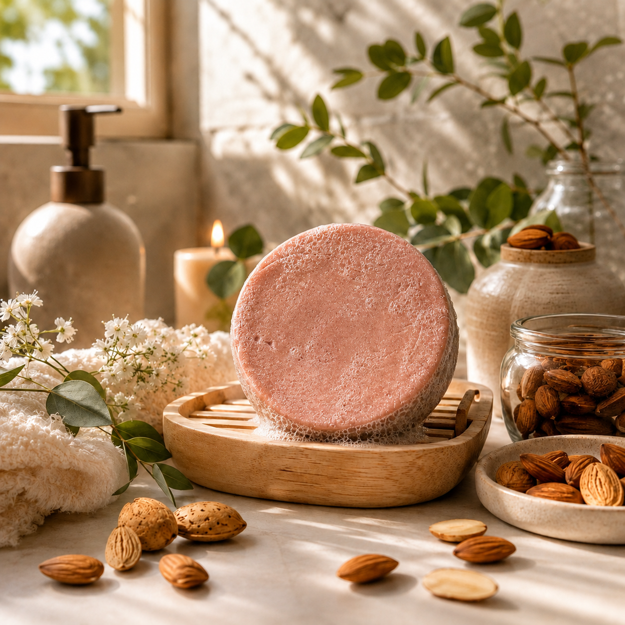 Acondicionador Sólido de Almendras Dulces: Nutrición Intensa, Desenredo & Brillo Espejo ✨