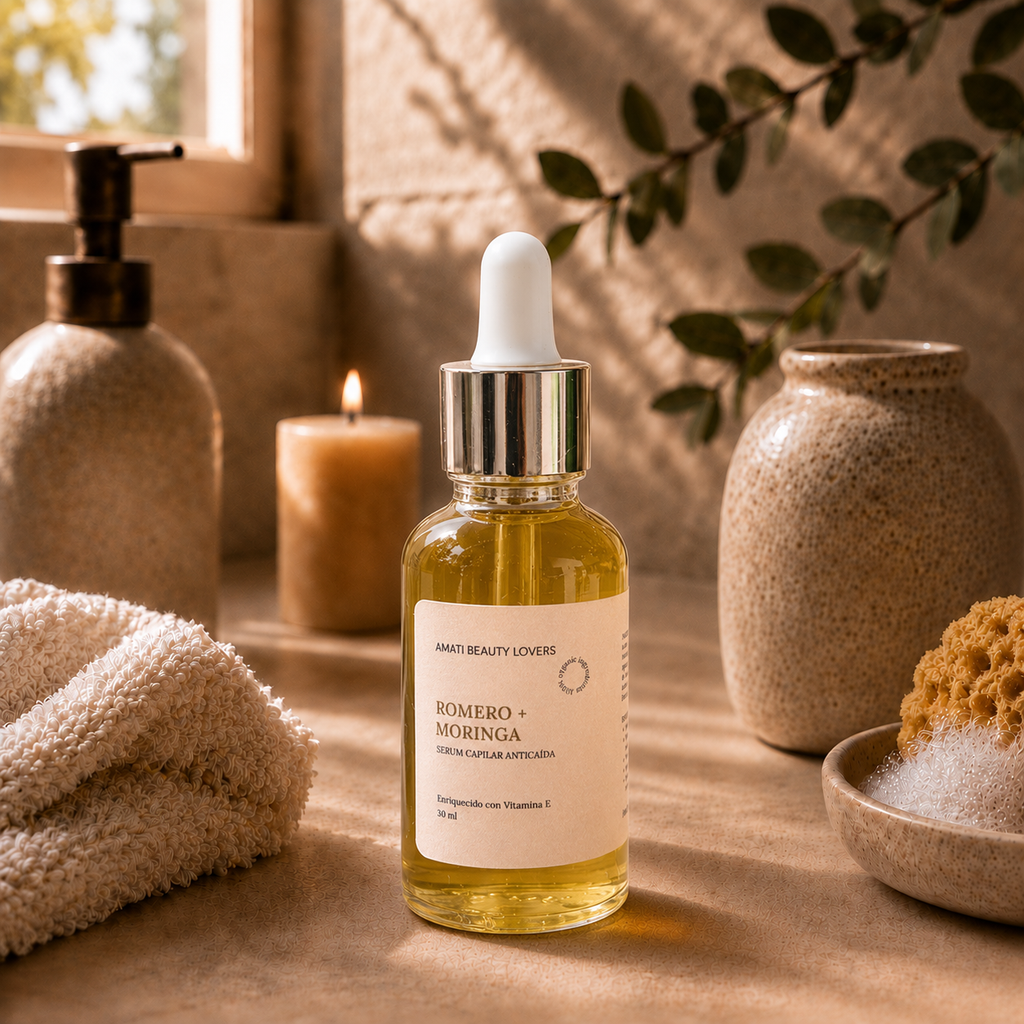 Sérum Capilar Fortalecedor & Anticaída: Romero, Moringa & Ricino 🌿💧