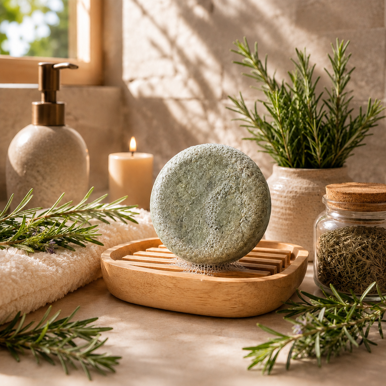 Shampoo Sólido de Romero & Menta: Fuerza, Crecimiento y Vitalidad 🌿🌱