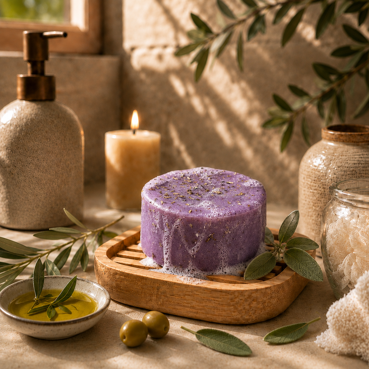 Shampoo Sólido Anticaspa: Avena, Salvia & Romero - Purificante, Calmante y Nutritivo 🌿🌾
