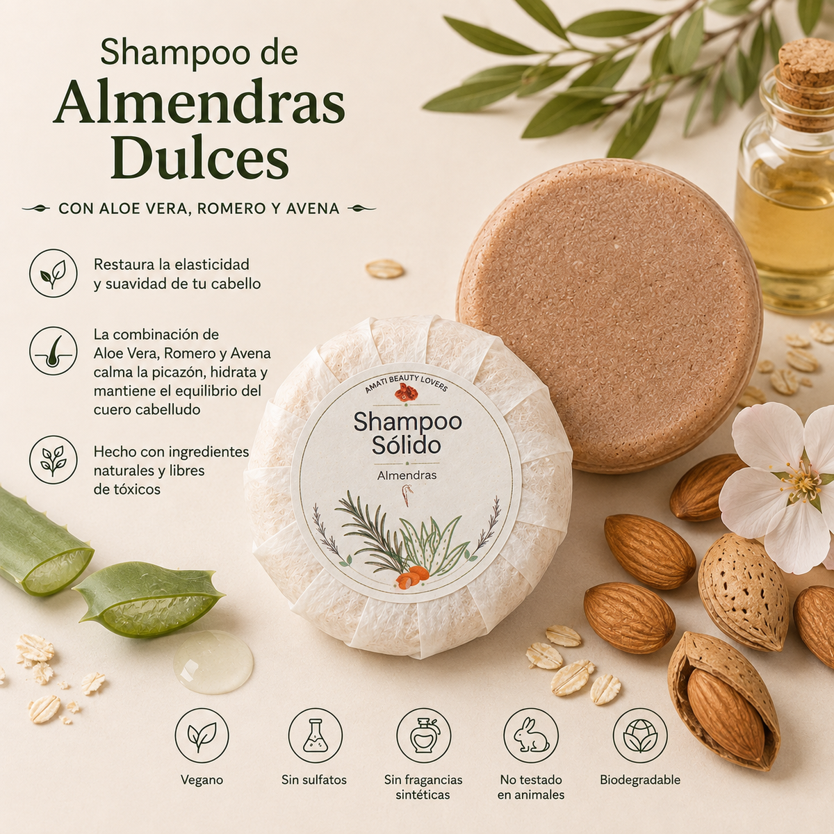 Shampoo Sólido de Almendras Dulces: Suavidad, Luminosidad y Equilibrio ✨