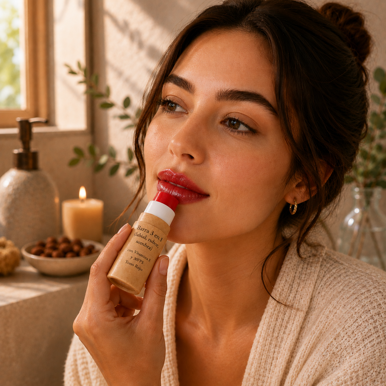 Bálsamo Labial Multifuncional en Tono Rojo