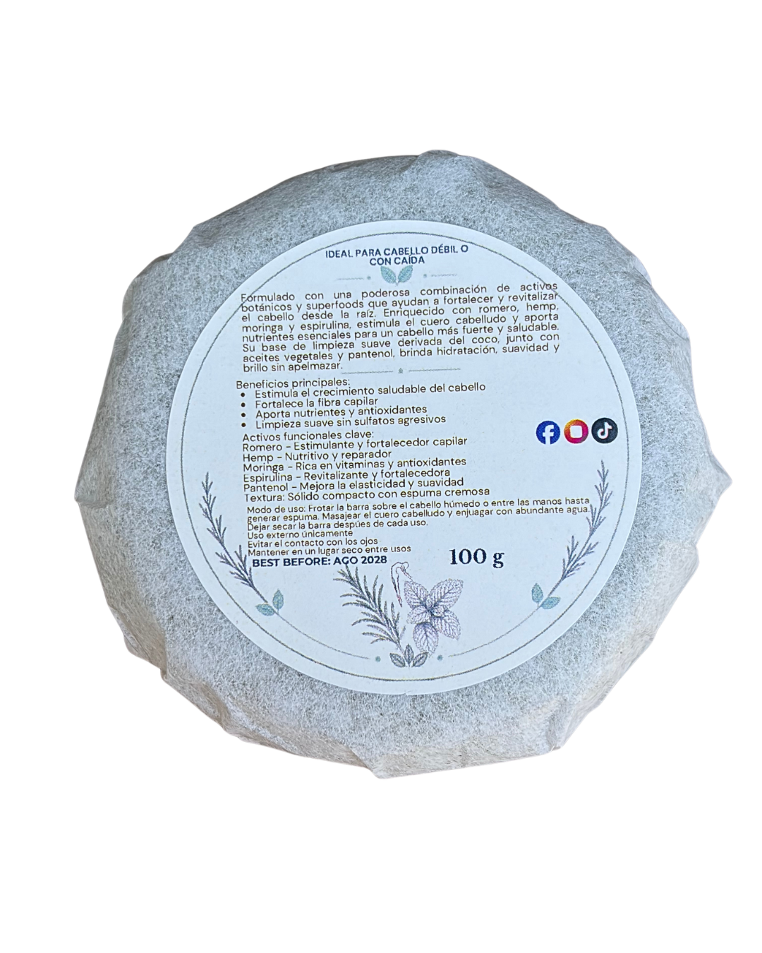 Shampoo Sólido de Romero & Menta: Fuerza, Crecimiento y Vitalidad 🌿🌱