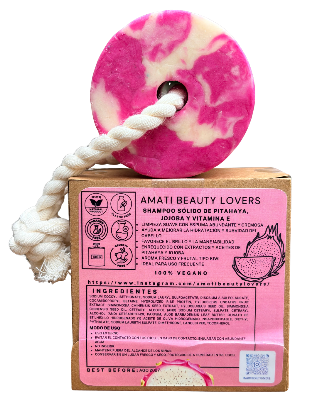 Shampoo Sólido Premium – Pitaya, Jojoba y Vitamina E 🐉💖