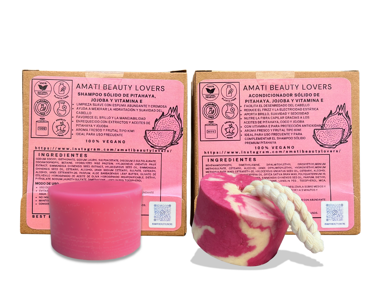 Dúo Capilar Sólido de Pitahaya: Fuerza, Brillo y Cero Frizz 🌸✨